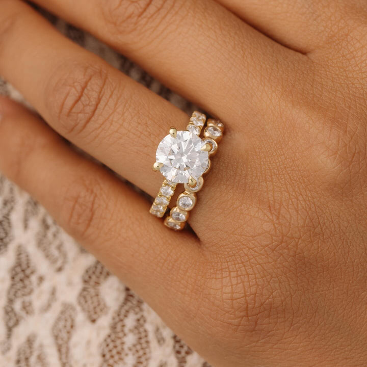 2.0CT-3.0CT Round E/VS Diamond Pave Engagement Ring With Matching Diamond Band
