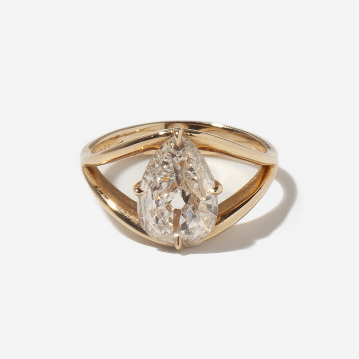 antique pear lab grown diamond split shank engagement ring 2 carat E VS1