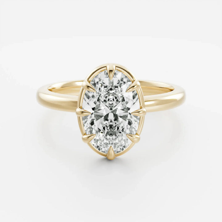 2 carat oval bezel engagement ring lab grown diamond IGI certified solitaire