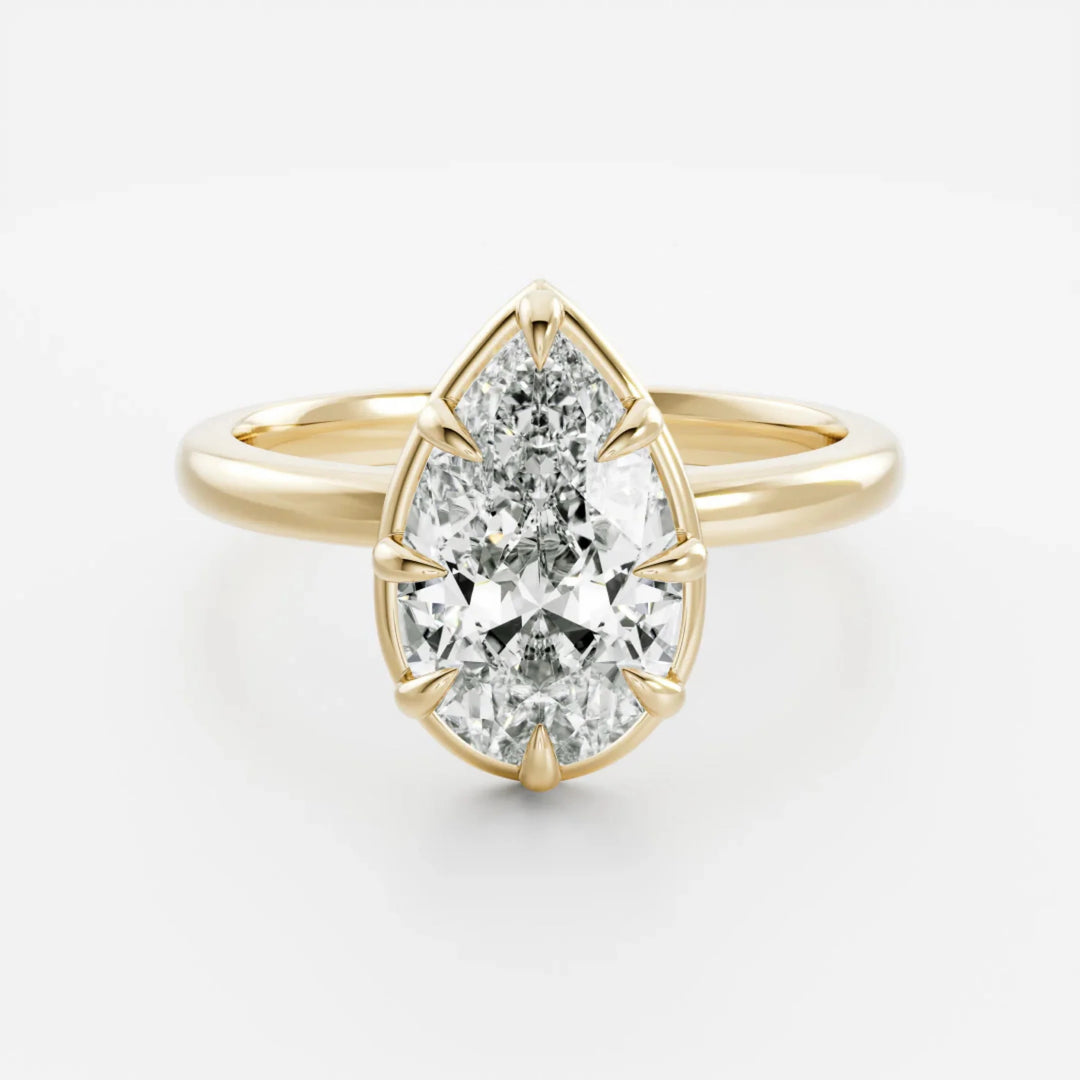 2 carat pear bezel engagement ring lab grown diamond IGI certified solitaire