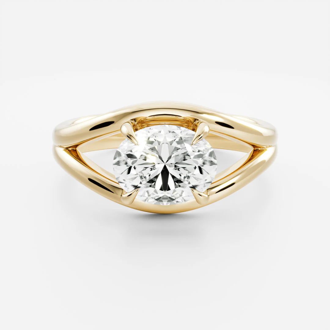 2 carat east west oval split shank engagement ring lab grown diamond E VS2 USA