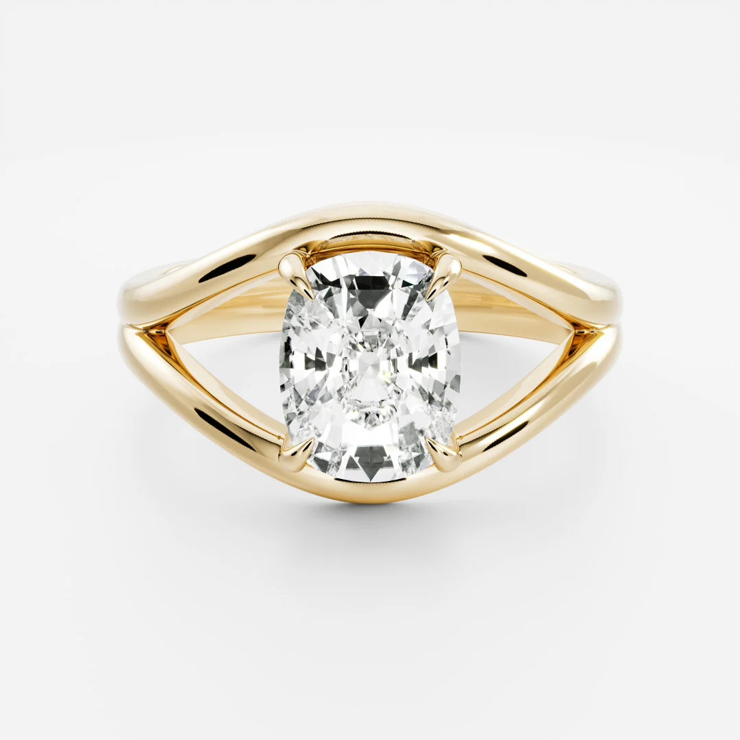 2 carat elongated cushion split shank engagement ring lab grown diamond USA