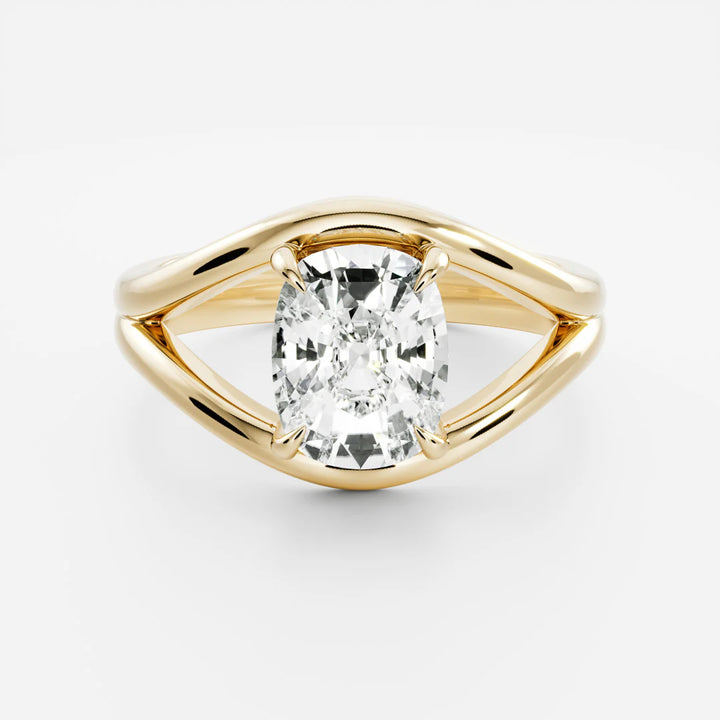 2 carat elongated cushion split shank engagement ring lab grown diamond USA