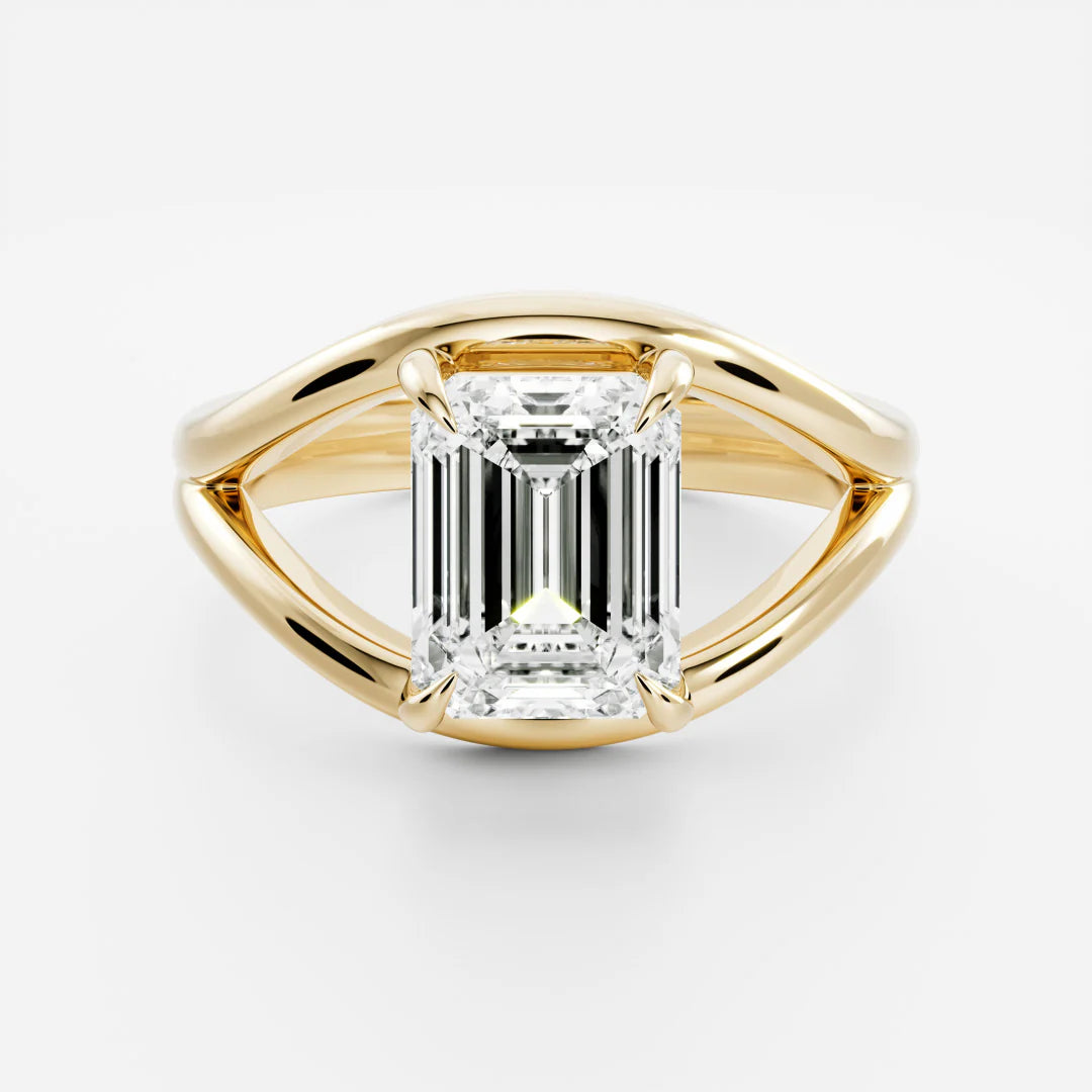 2 carat emerald cut split shank engagement ring lab grown diamond E VS1 USA