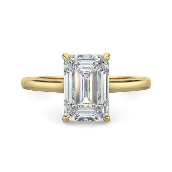 2 carat emerald cut cathedral engagement ring lab grown diamond E VS1 USA