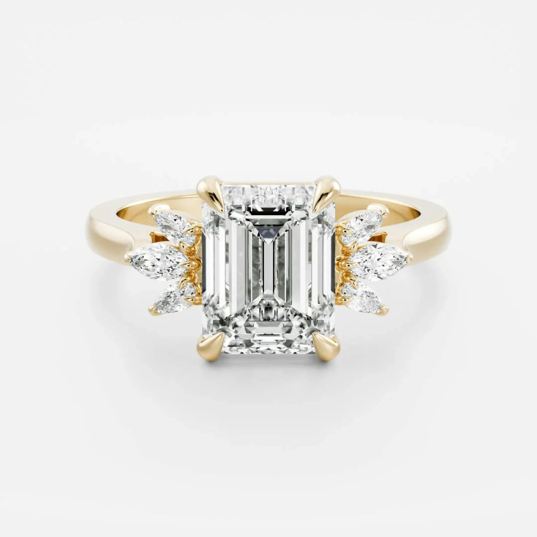 2 carat emerald cluster engagement ring lab grown diamond IGI certified