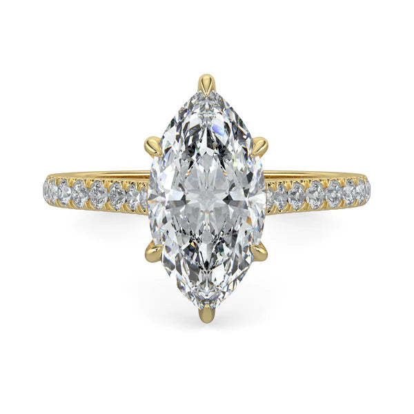 2 carat marquise cathedral pavé engagement ring lab grown diamond E VS1 USA