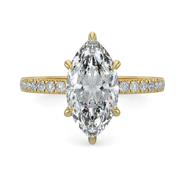 2 carat marquise pavé engagement ring lab grown diamond E VS1 USA