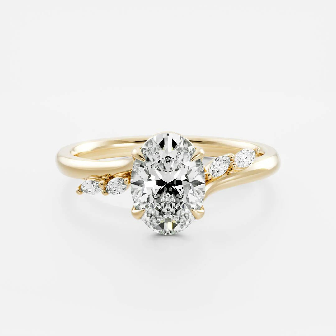 2 carat oval cluster engagement ring lab grown diamond IGI certified E/VS1