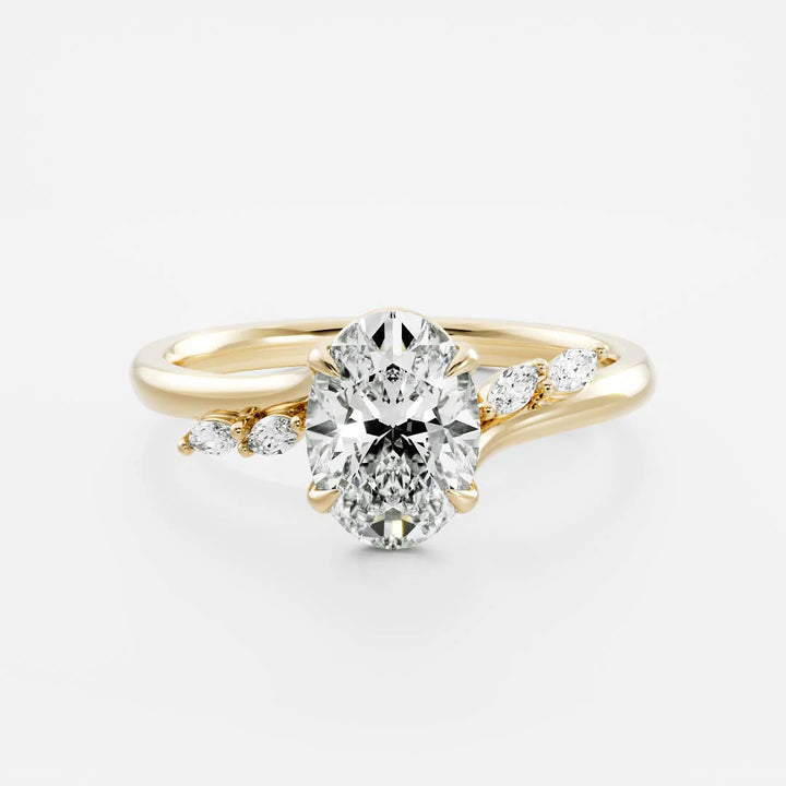 2 carat oval cluster engagement ring lab grown diamond IGI certified E/VS1