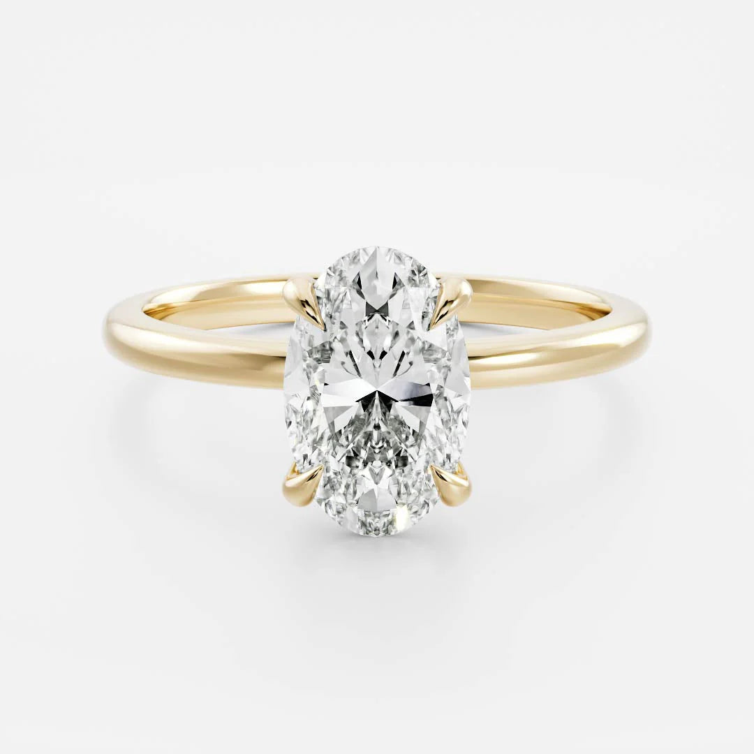 2 carat oval solitaire engagement ring lab grown diamond IGI certified