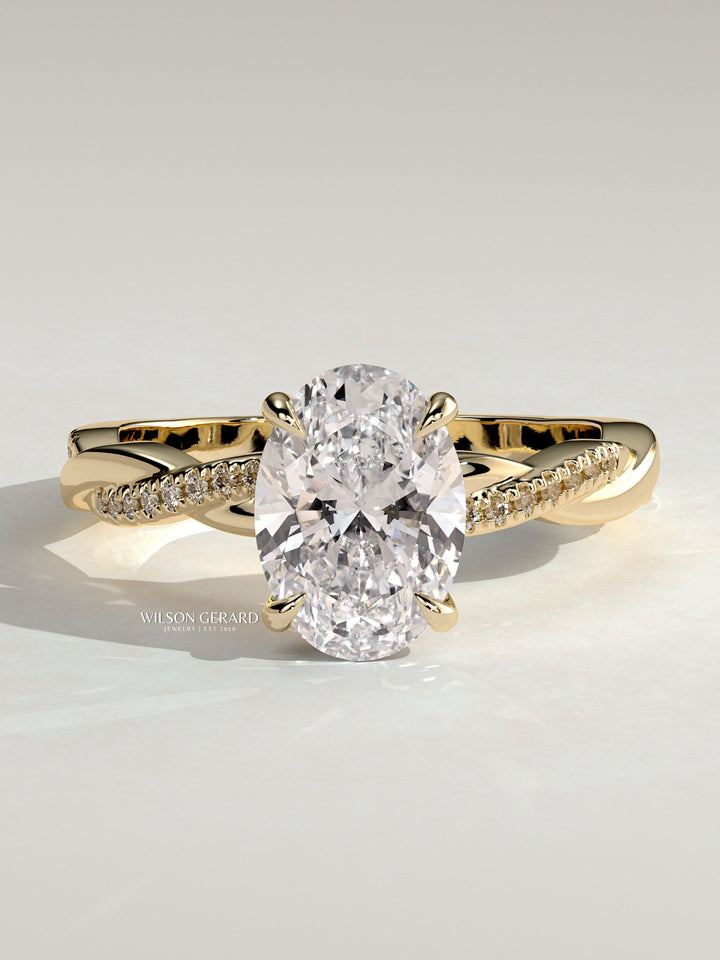 oval hidden halo engagement ring lab grown diamond