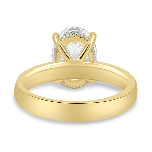 hidden halo oval lab diamond solitaire ring modern engagement design