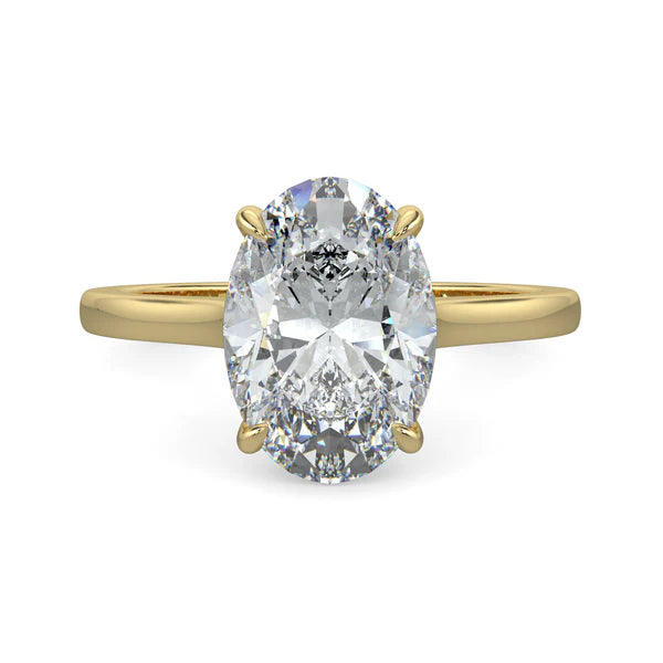 2 carat oval cathedral engagement ring lab grown diamond E VS1 USA