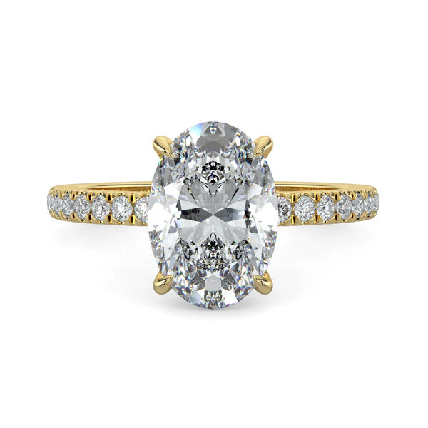 2 carat oval pavé engagement ring lab grown diamond E VS1 USA