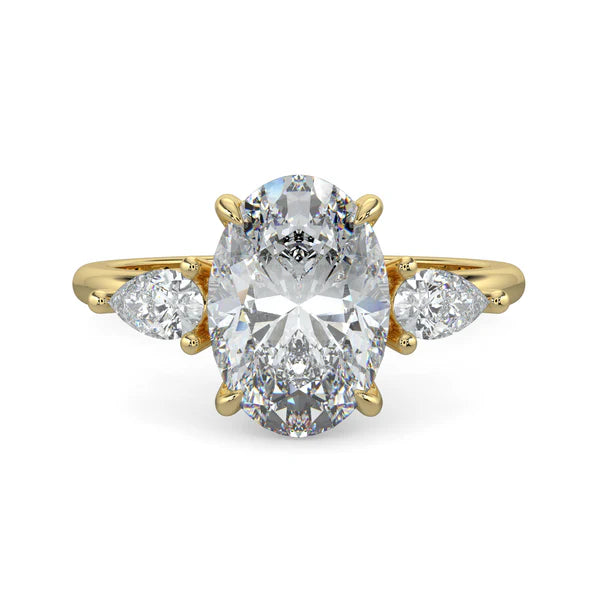 2 carat oval three stone engagement ring lab grown diamond E VS1 USA