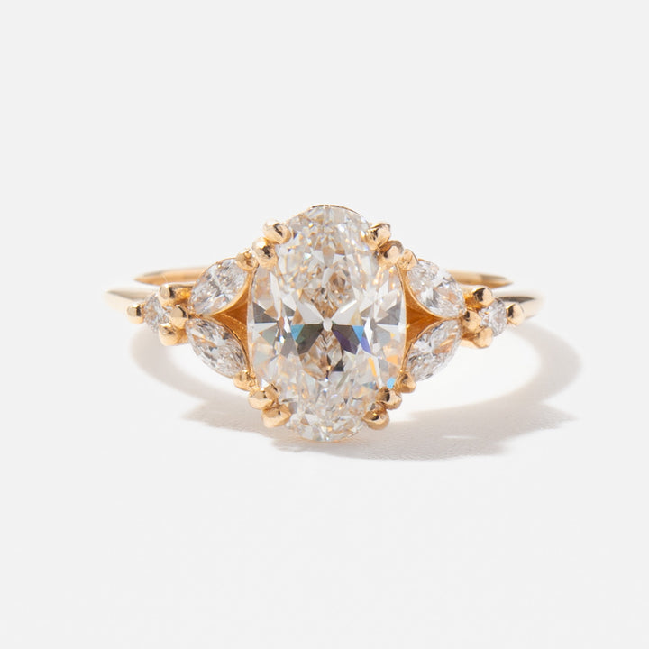 oval lab grown diamond cluster engagement ring 2 carat E VS