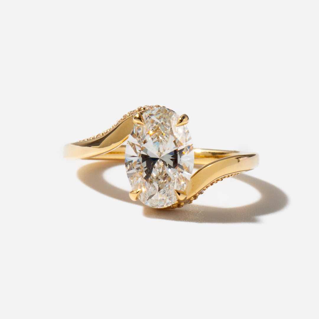 oval tension set lab grown diamond engagement ring 2 carat E VS2