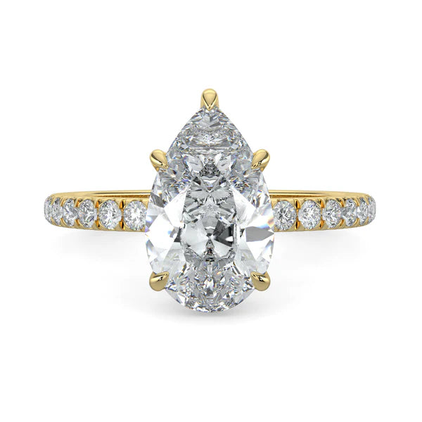 2 carat pear pavé engagement ring lab grown diamond E VS1 USA