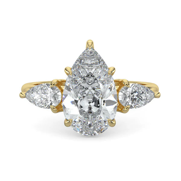 2 carat pear three stone engagement ring lab grown diamond E VS1 USA