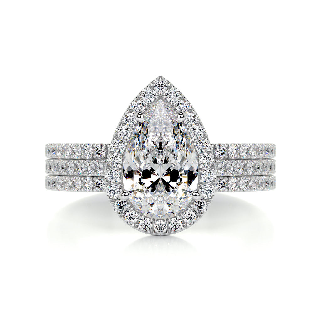 Pear Shaped Lab Diamond Halo Pavé Bridal Set