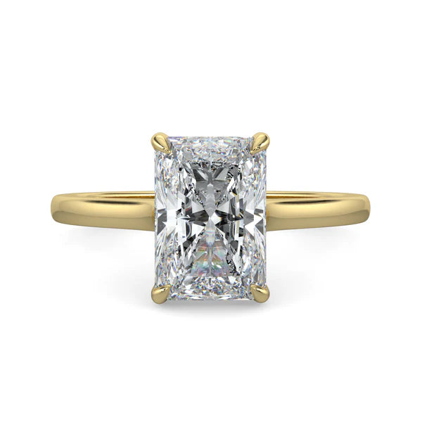 2 carat radiant cathedral engagement ring lab grown diamond E VS1 USA