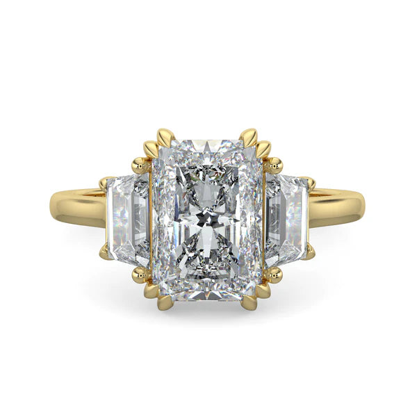 2 carat radiant three stone engagement ring lab grown diamond E VS1 USA