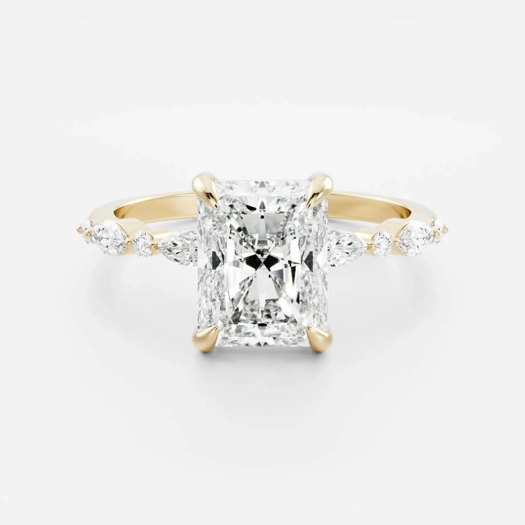 2 carat radiant pave engagement ring lab grown diamond IGI certified
