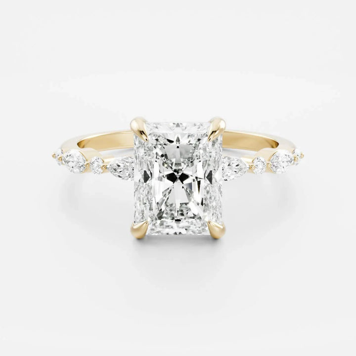 2 carat radiant pave engagement ring lab grown diamond IGI certified