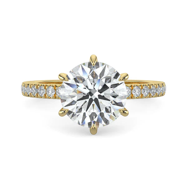 2 carat round pavé engagement ring lab grown diamond E VS1 USA