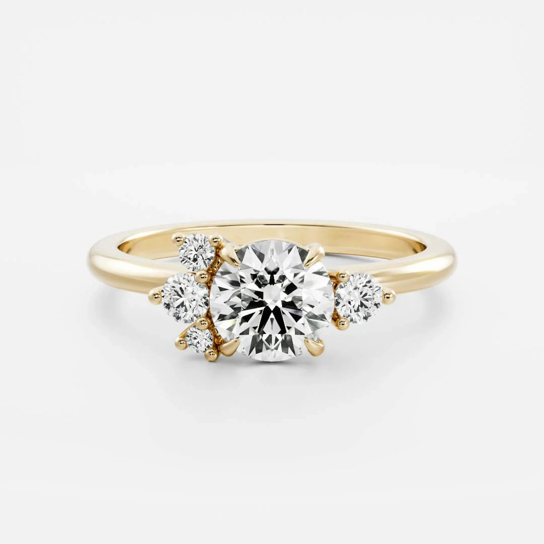 2 carat round cluster engagement ring lab grown diamond IGI certified