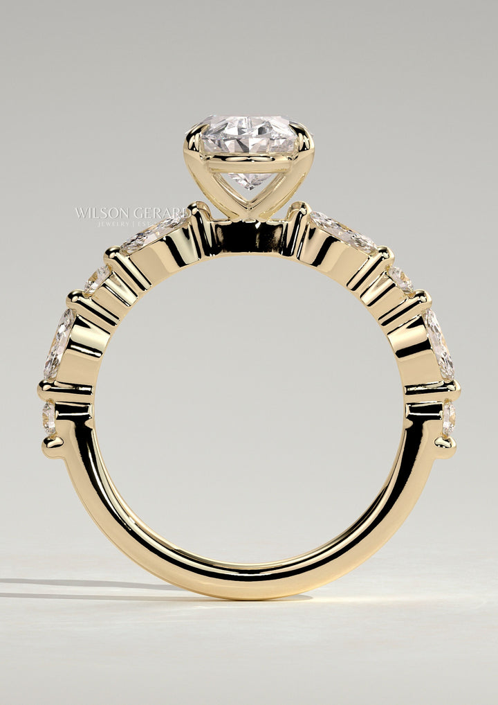 distance pave engagement ring oval