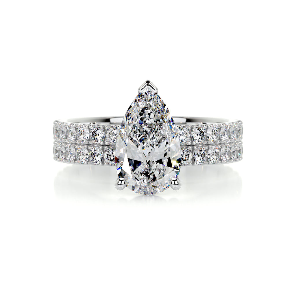 Pear Solitaire Pavé Lab Diamond Bridal Ring Set