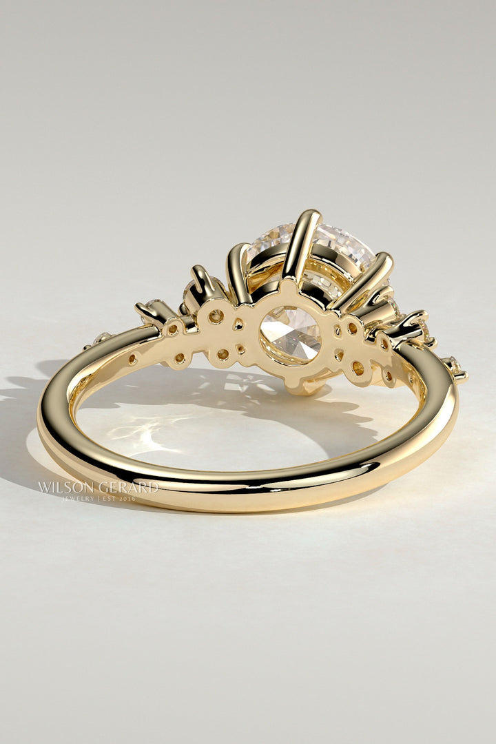 unique round engagement ring lab grown