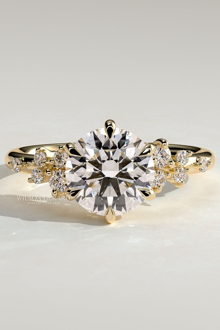 round lab grown diamond engagement ring cluster