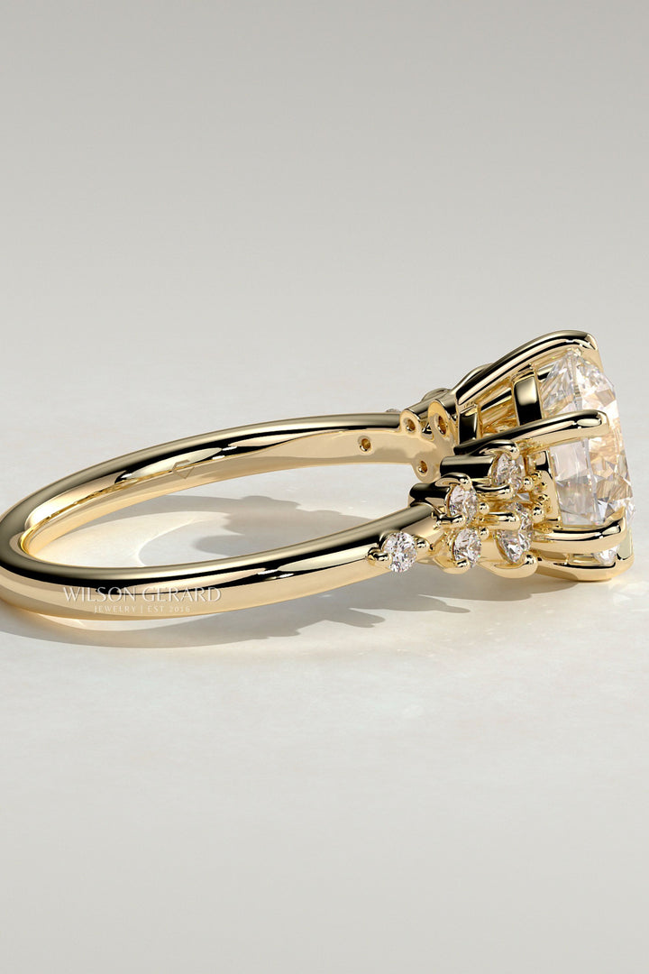 modern round cluster engagement ring