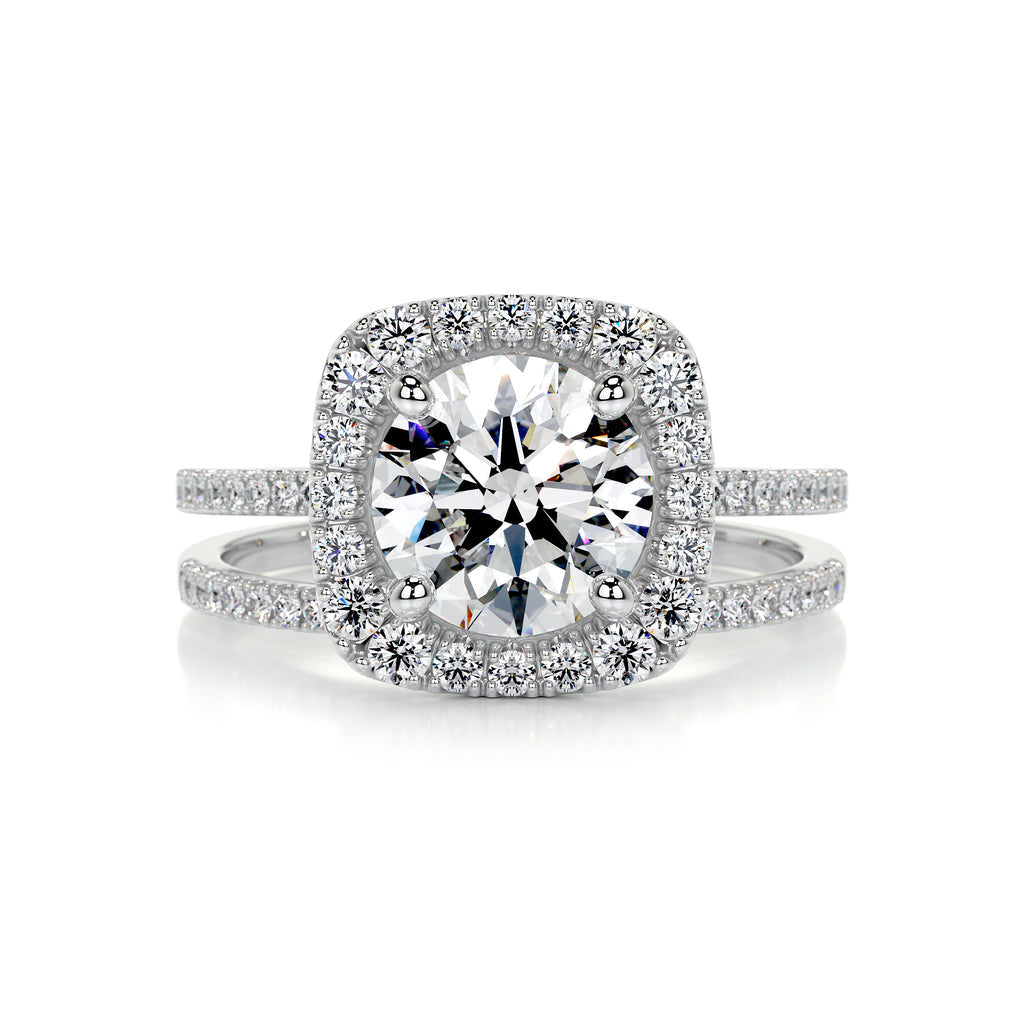 Round Halo Pavé Lab Diamond Bridal Ring Set