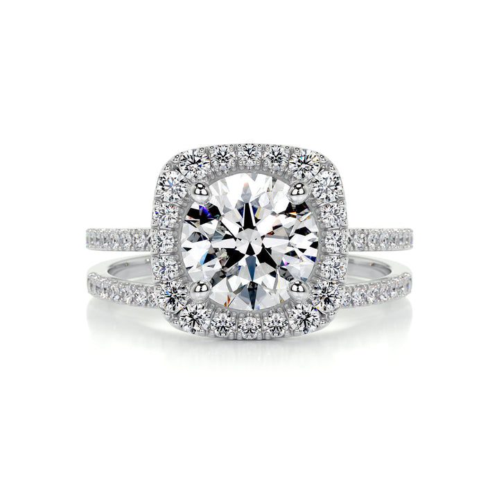 Round Halo Pavé Lab Diamond Bridal Ring Set