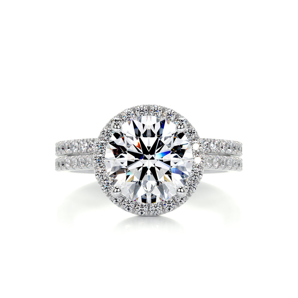 Round Halo Pavé Lab Diamond Bridal Ring Set