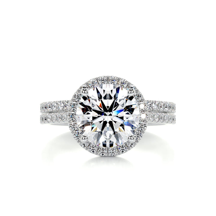 Round Halo Pavé Lab Diamond Bridal Ring Set
