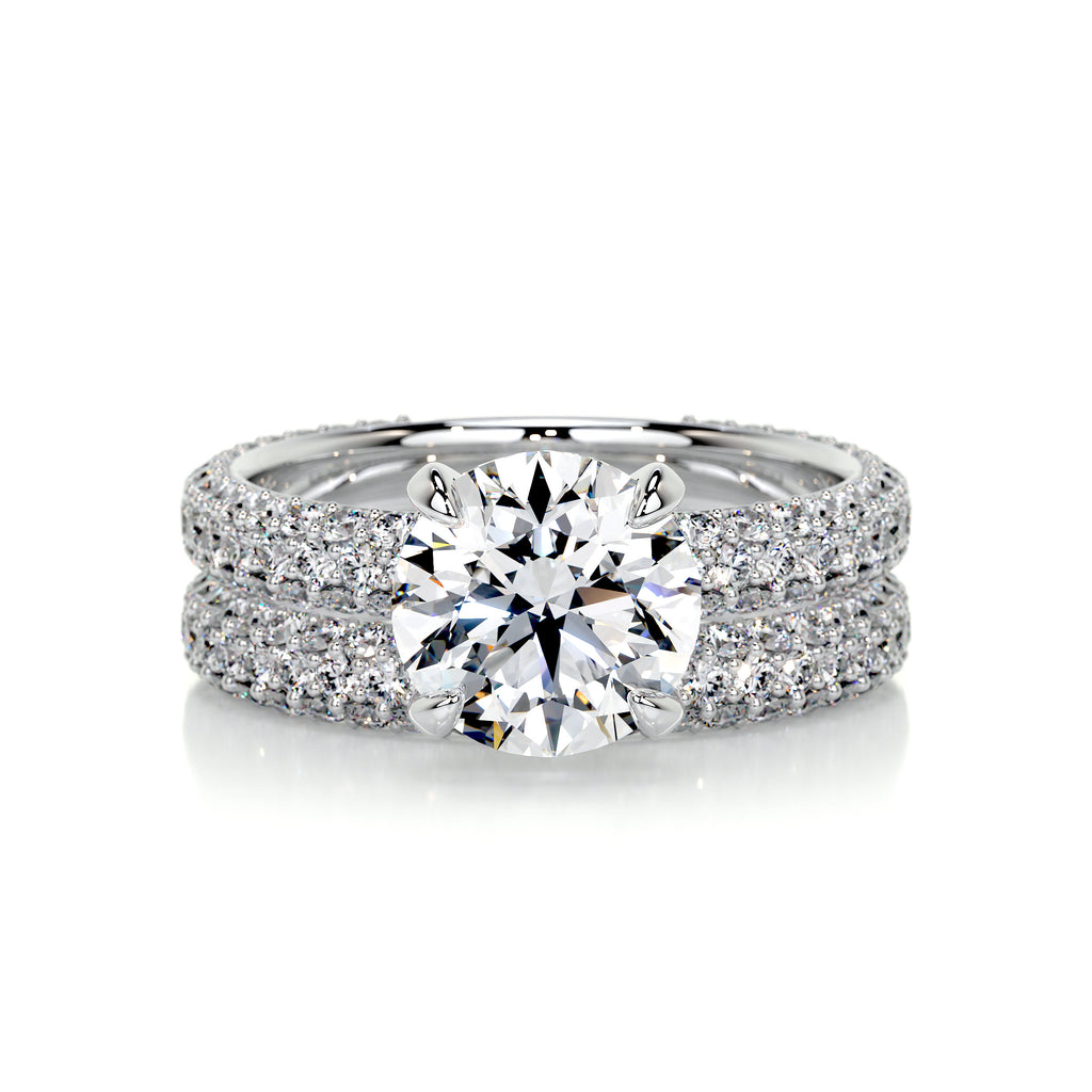 Round Solitaire Pavé Lab Diamond Bridal Ring Set