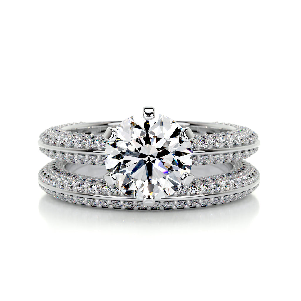 Round Solitaire Pavé Lab Diamond Bridal Set