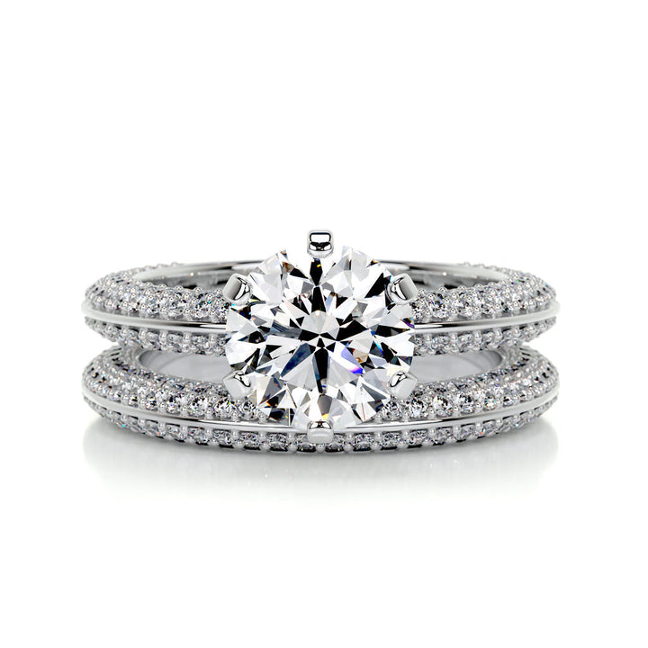 Round Solitaire Pavé Lab Diamond Bridal Set