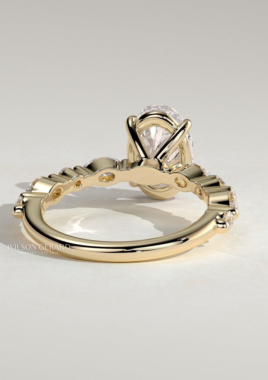 unique oval engagement ring pave band