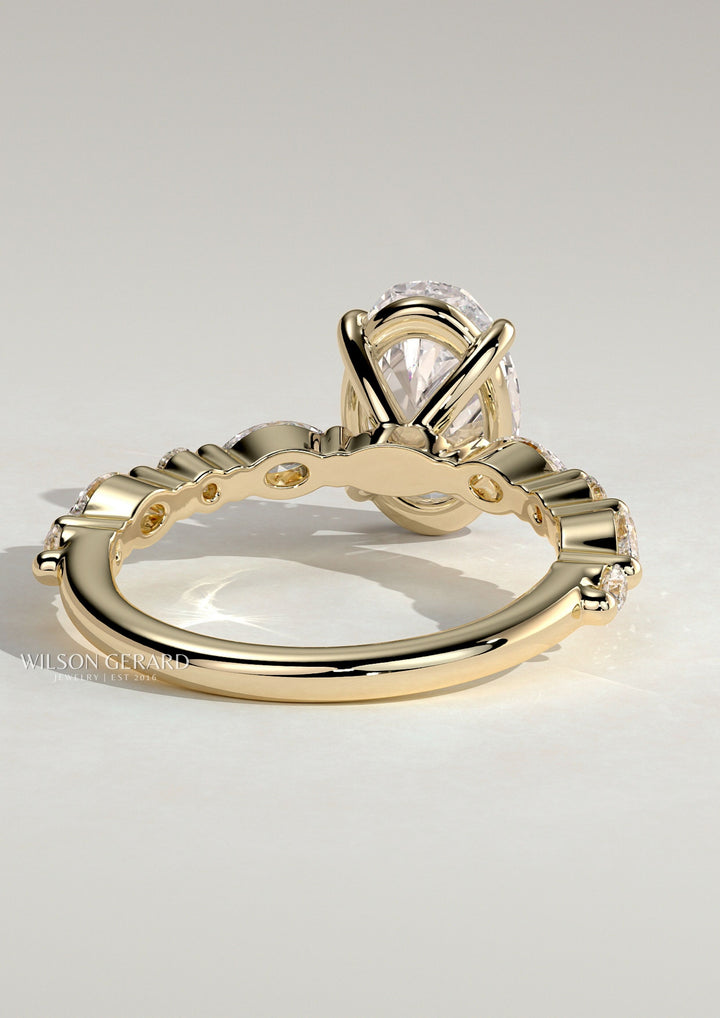 unique oval engagement ring pave band