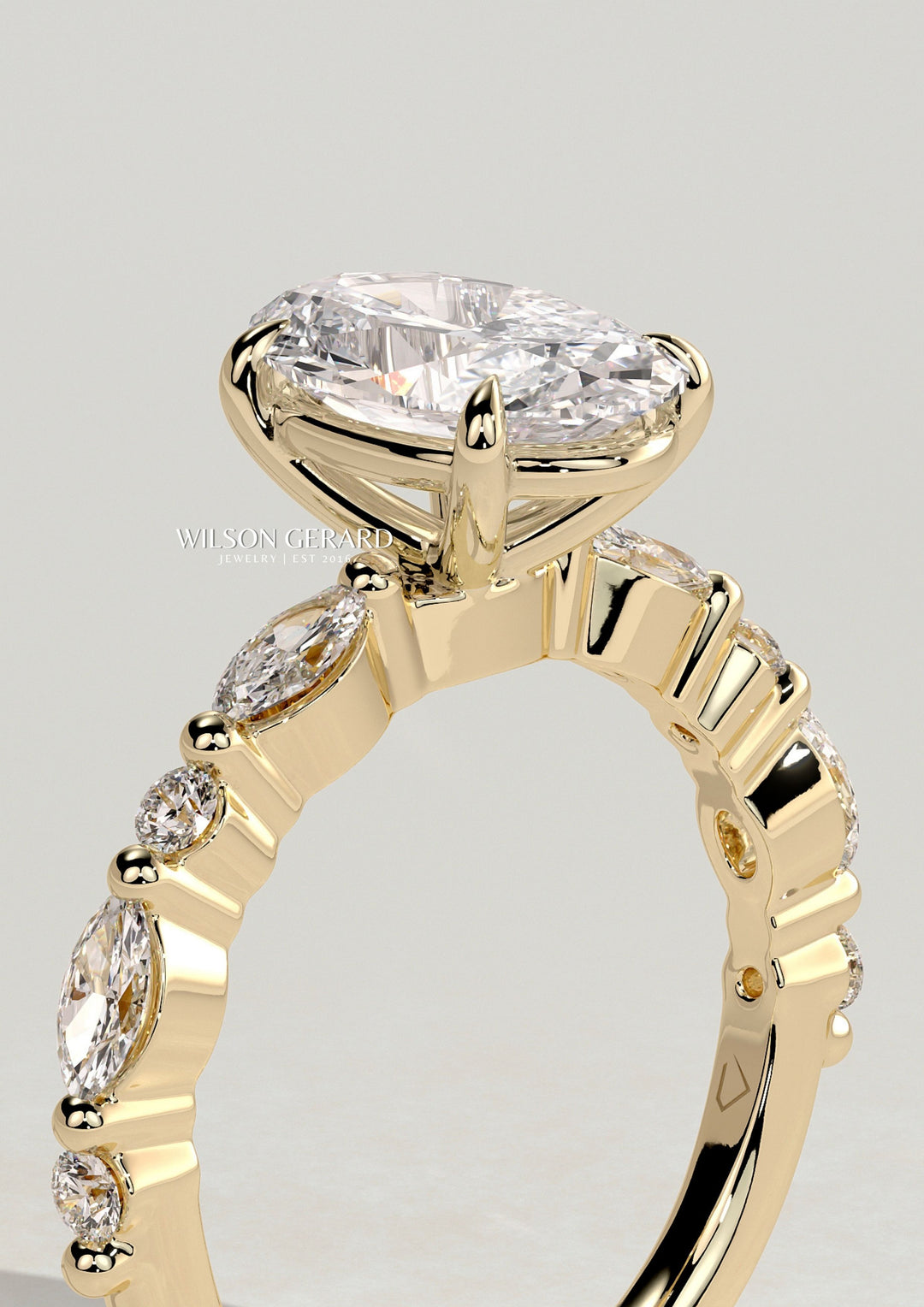 modern oval pave engagement ring