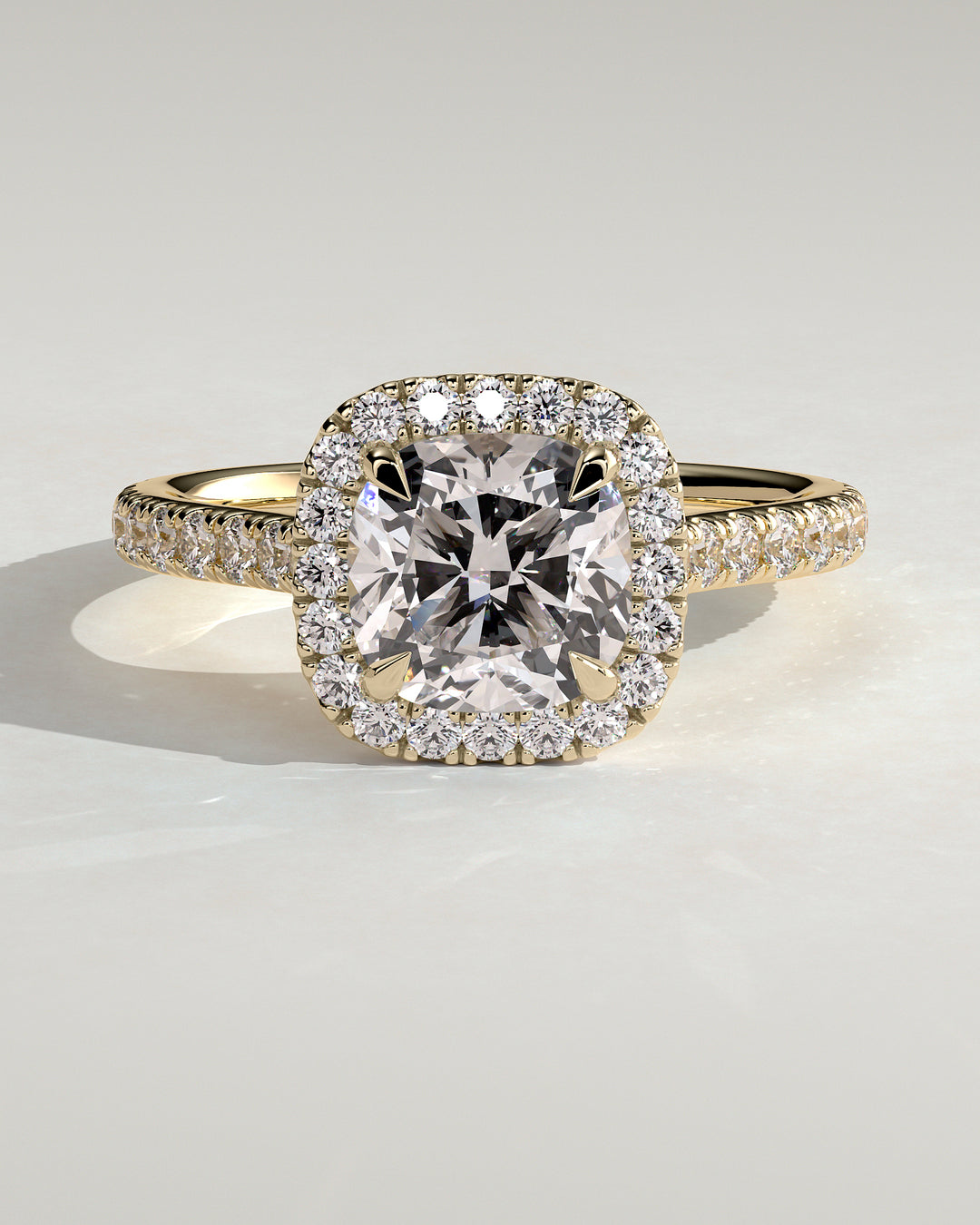 2.0ct Cushion Halo Lab Grown Diamond Pave Engagement Ring