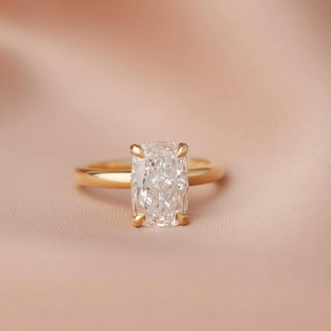2.0ct Cushion Hidden Halo E/VSS2 Solid Gold Engagement Ring