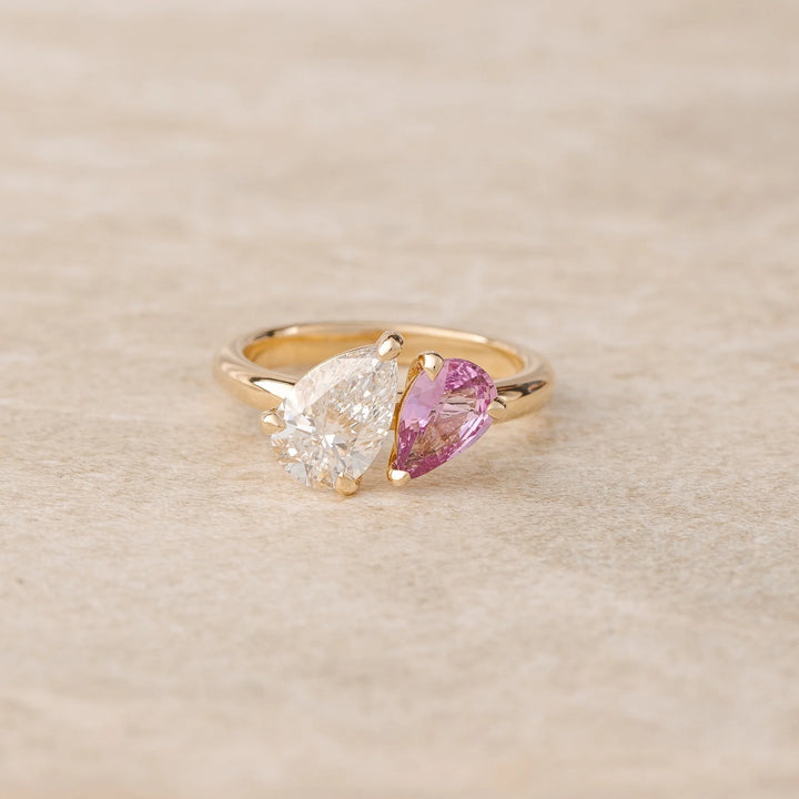 2.0ct Double Pear Toi et Moi Lab Grown Diamond Engagement Ring