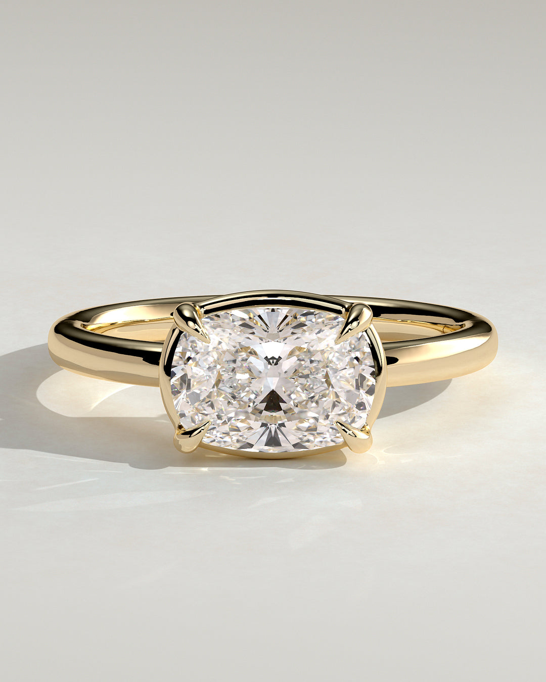 2.0ct East West Elongated Cushion Bezel Frame Engagement Ring